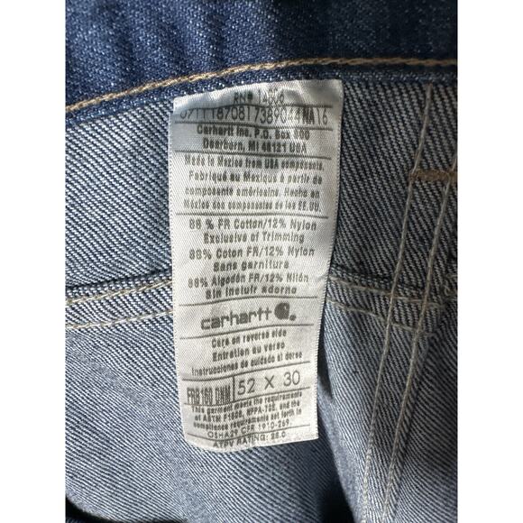 Carhartt Flame Resistant Relaxed Fit Jeans Straight Leg Size 52 x 30 Workwear - Picture 12 of 16